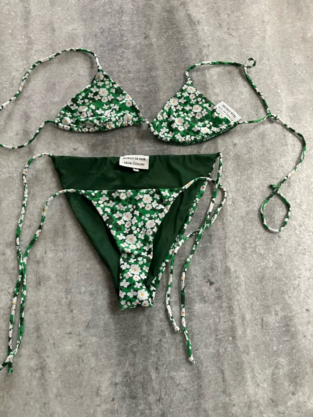 Borgo De Nor Green Floral Bikini with White Daisies